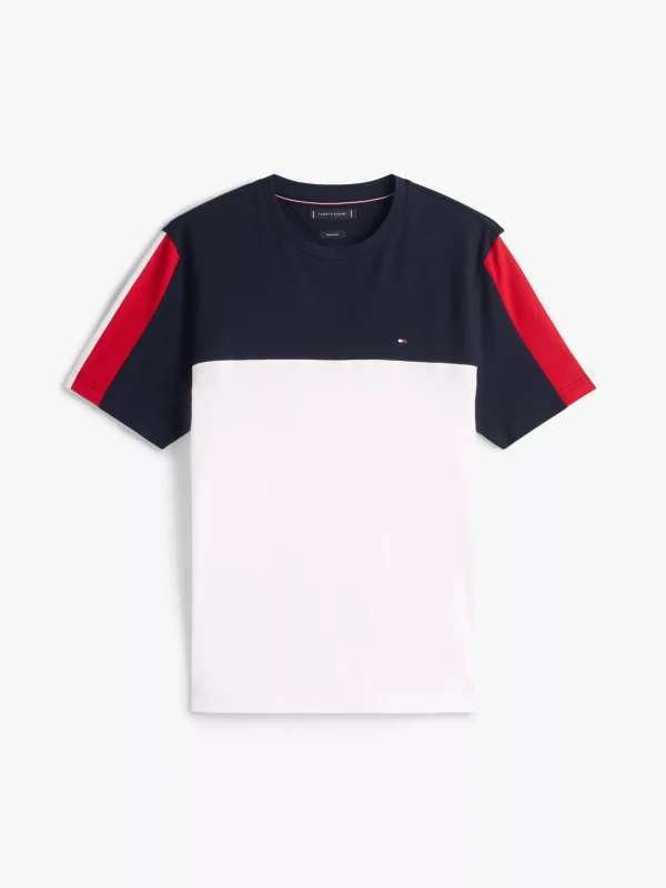Tommy Hilfiger T-Shirt in Color Block mit Global-Streifen WHITE Store