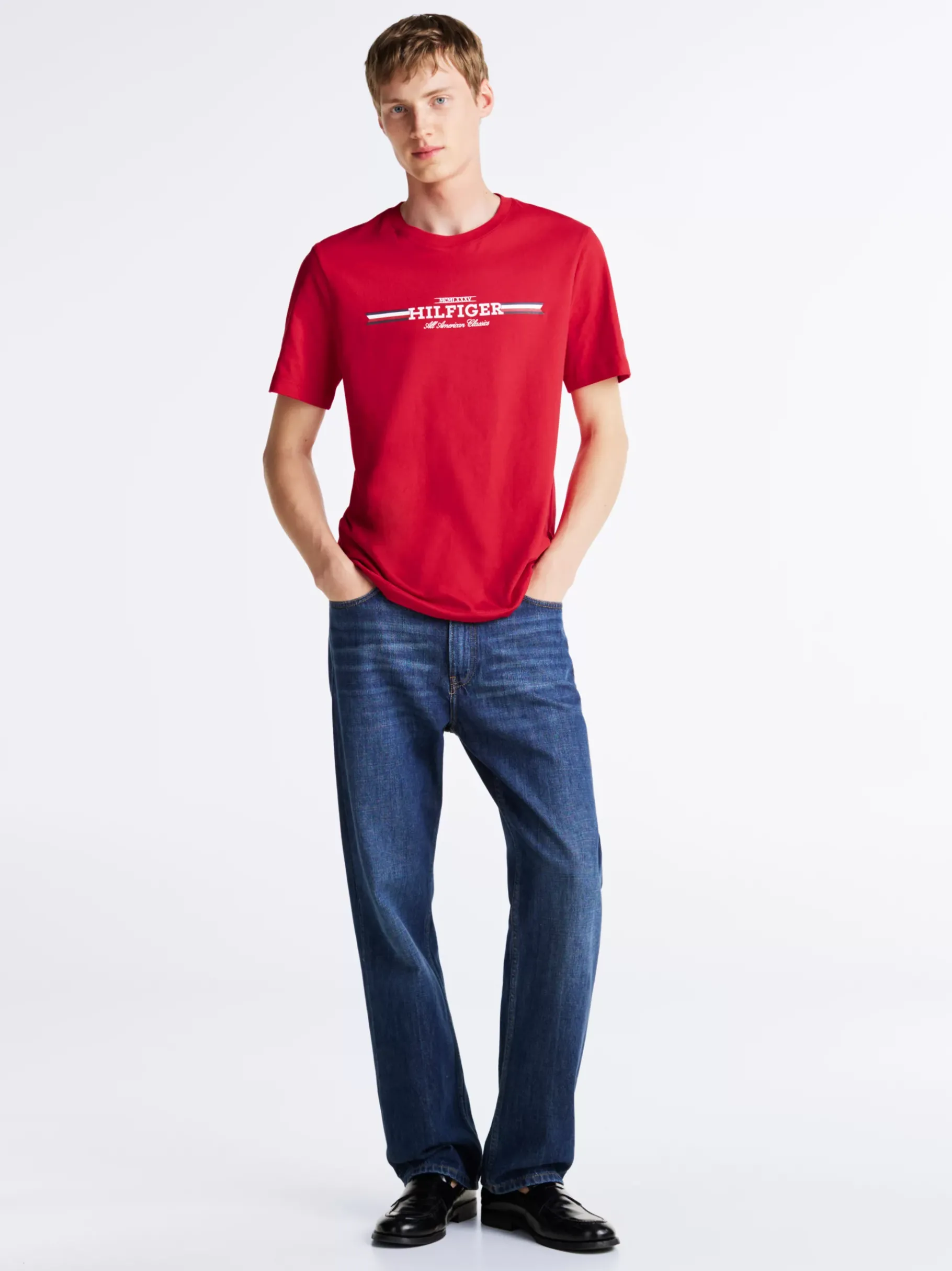 Tommy Hilfiger T-Shirt mit Brust-Logo PRIMARY RED Sale