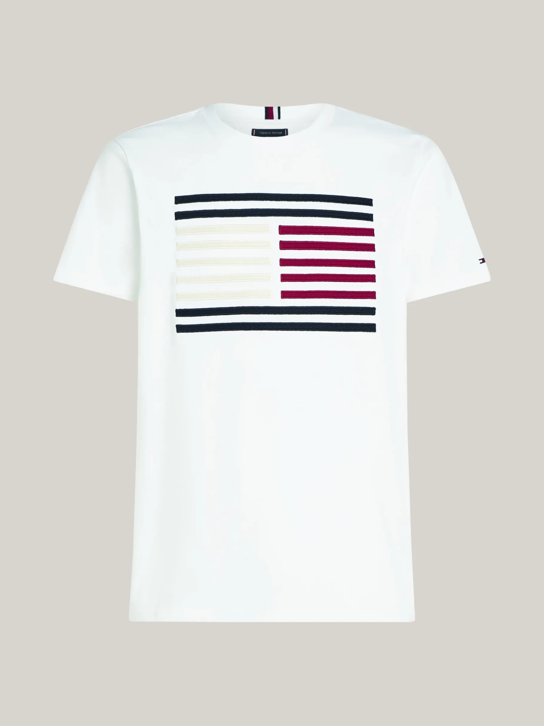Tommy Hilfiger T-Shirt mit Flag-Logo aus Grosgrain-Tape WHITE Cheap