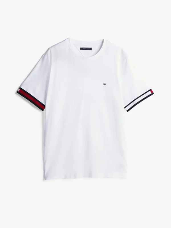 Tommy Hilfiger T-Shirt mit Global-Streifen an den Bündchen WHITE Cheap