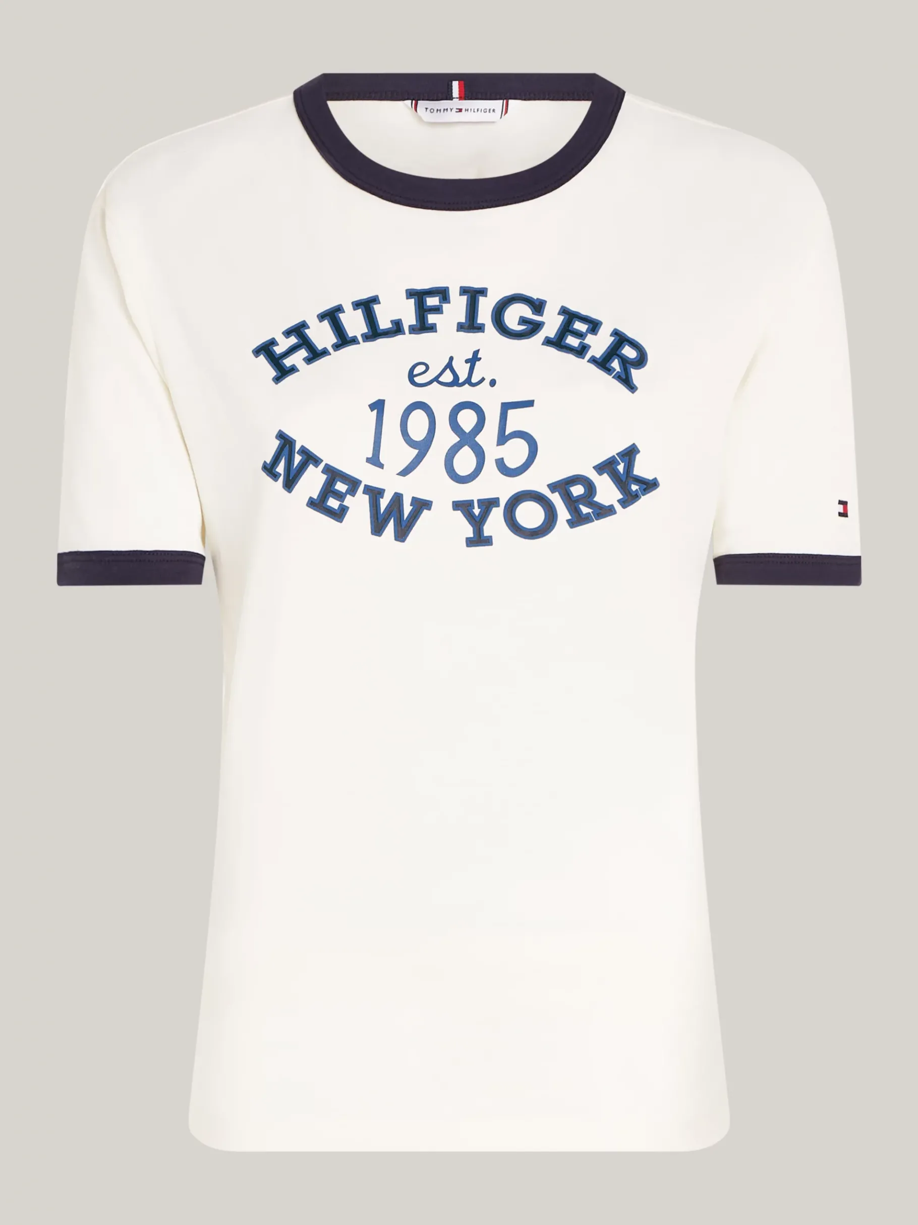Tommy Hilfiger T-Shirt mit Kontrast-Besatz und Varsity-Logo ANCIENT WHITE Online