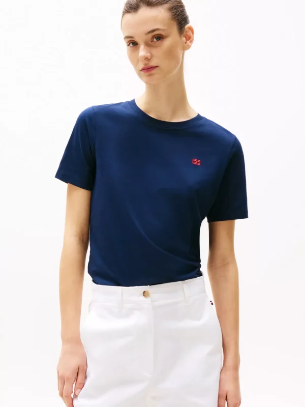 Tommy Hilfiger T-Shirt mit Kontrast-Flag DARK NIGHT NAVY Hot
