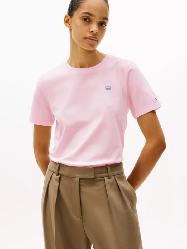 Tommy Hilfiger T-Shirt mit Kontrast-Flag LIGHT PINK Hot