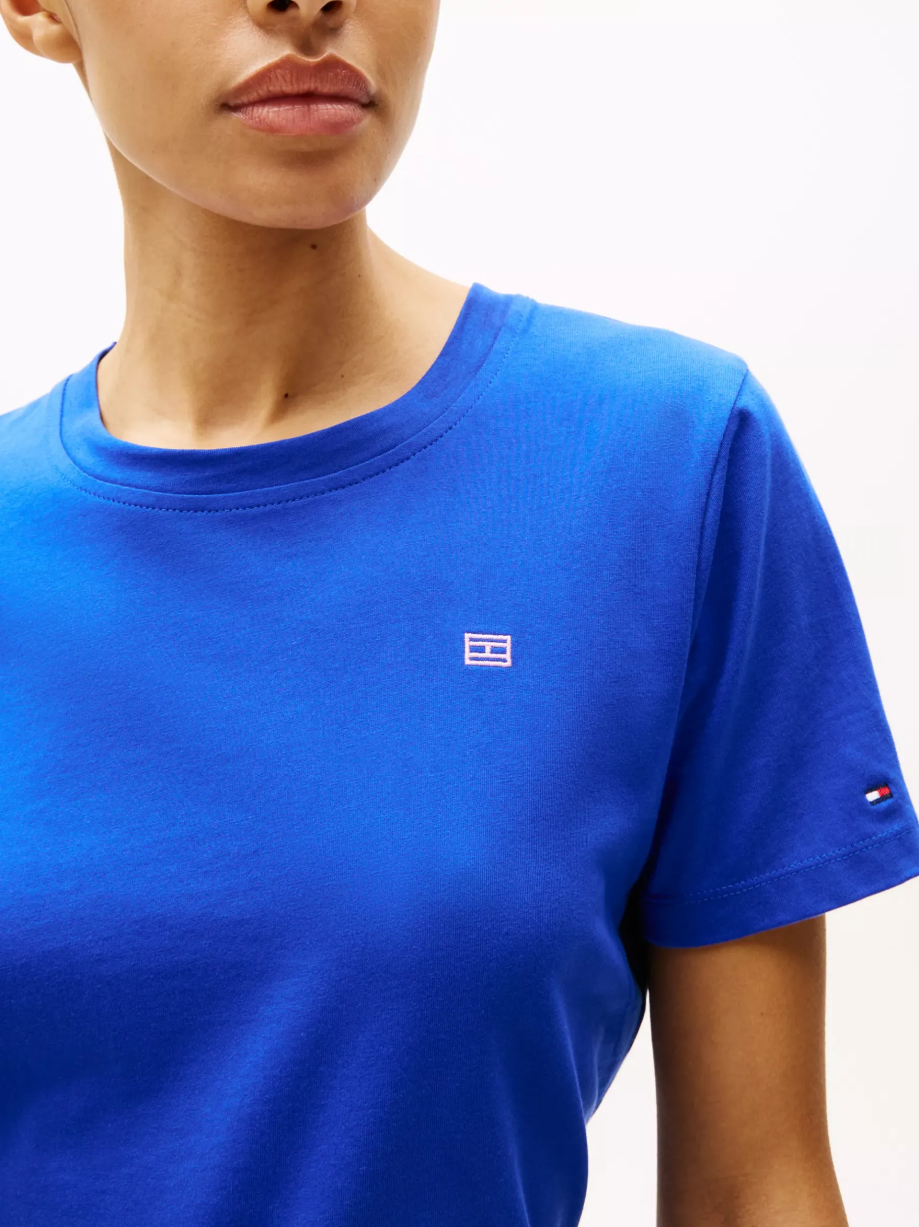 Tommy Hilfiger T-Shirt mit Kontrast-Flag NOBLE BLUE Fashion