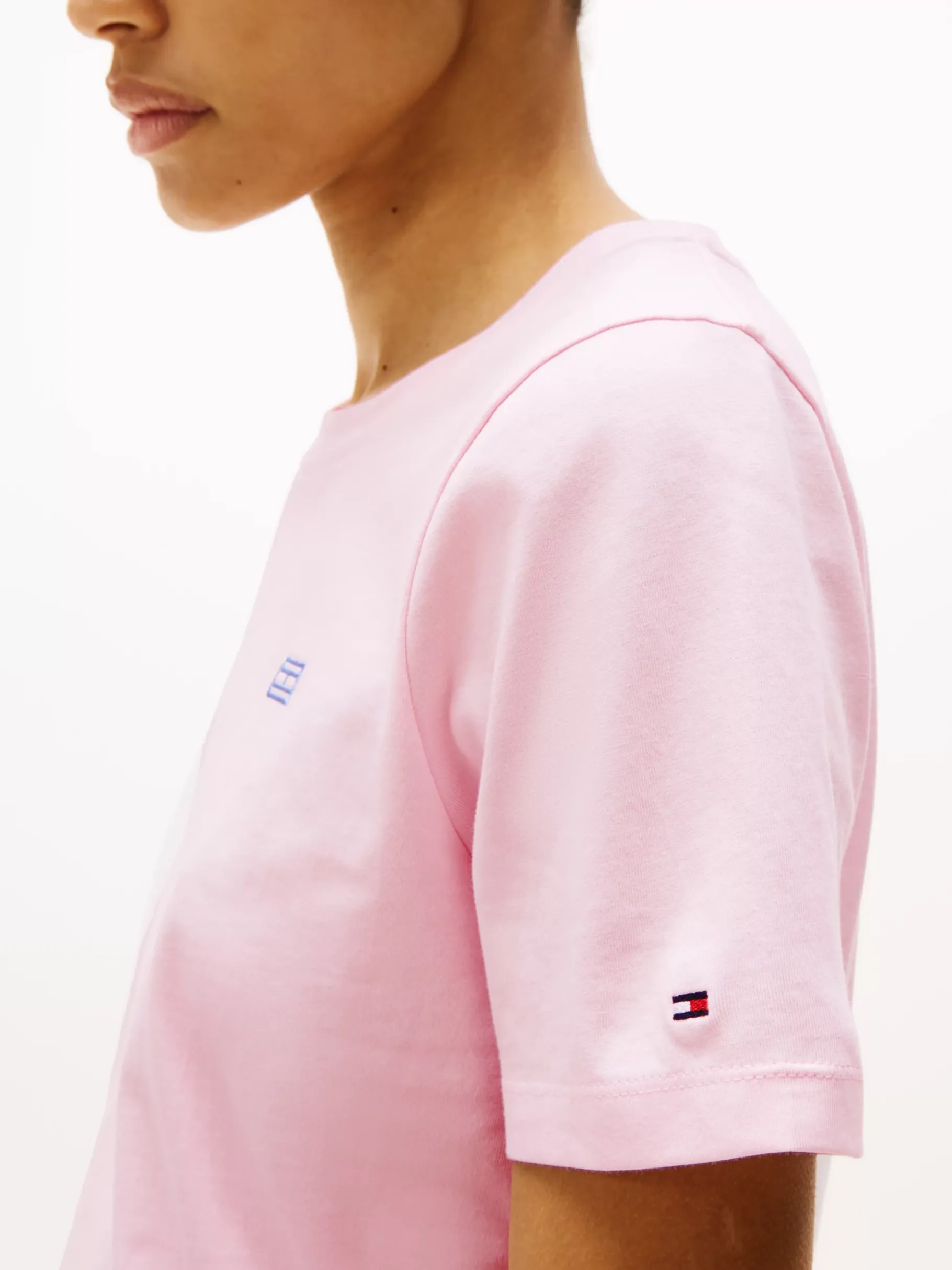 Tommy Hilfiger T-Shirt mit Kontrast-Flag LIGHT PINK Hot