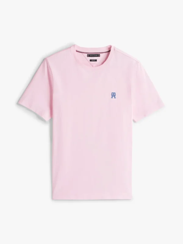 Tommy Hilfiger T-Shirt mit Kontrast-Monogramm-Stickerei LIGHT PINK Flash Sale