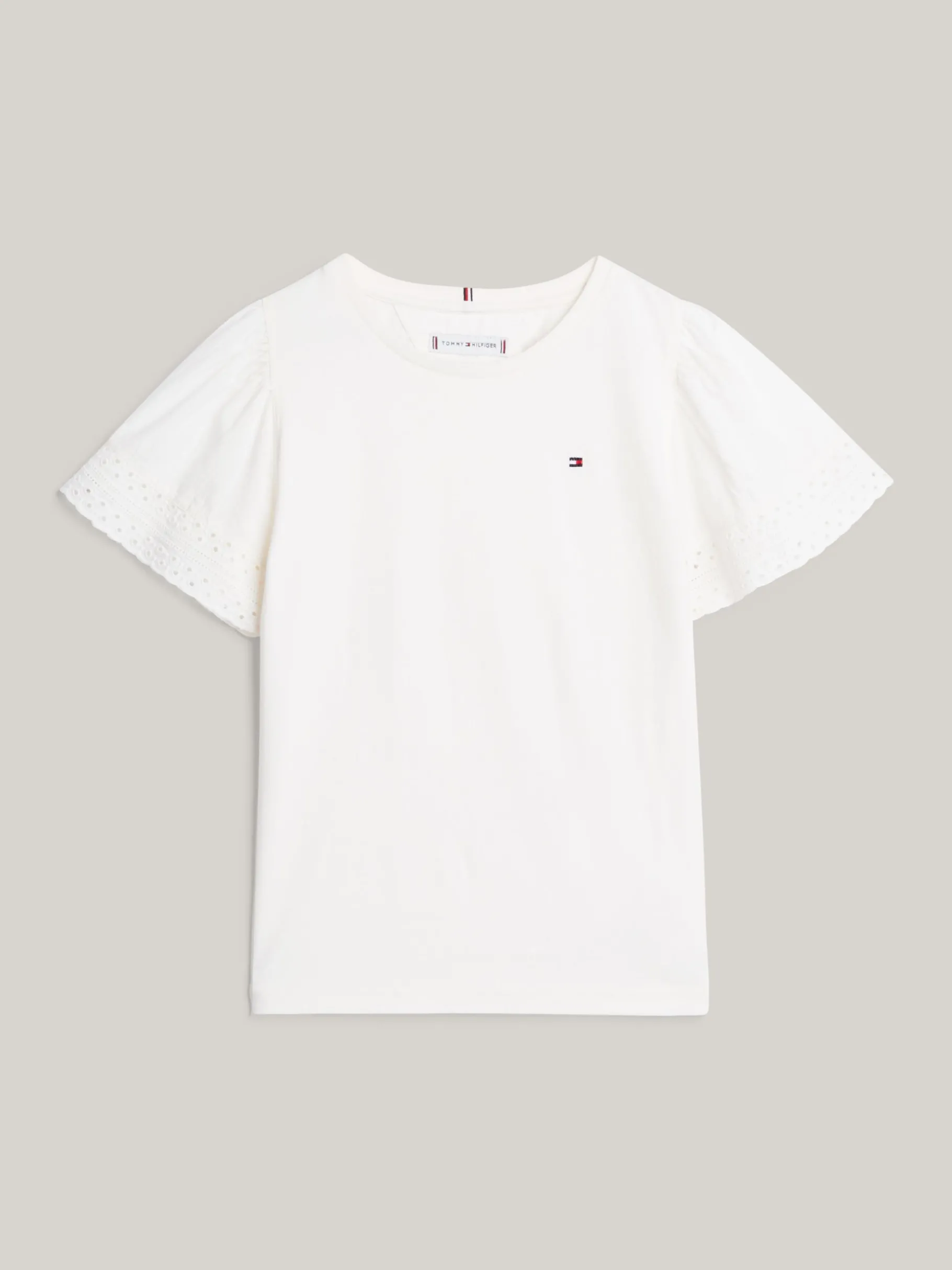 Tommy Hilfiger T-Shirt mit Lochstickerei an den Ärmeln ANCIENT WHITE Store