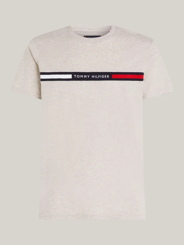 Tommy Hilfiger T-Shirt mit Rundhalsausschnitt und Logo HEATHERED PEBBLE Flash Sale