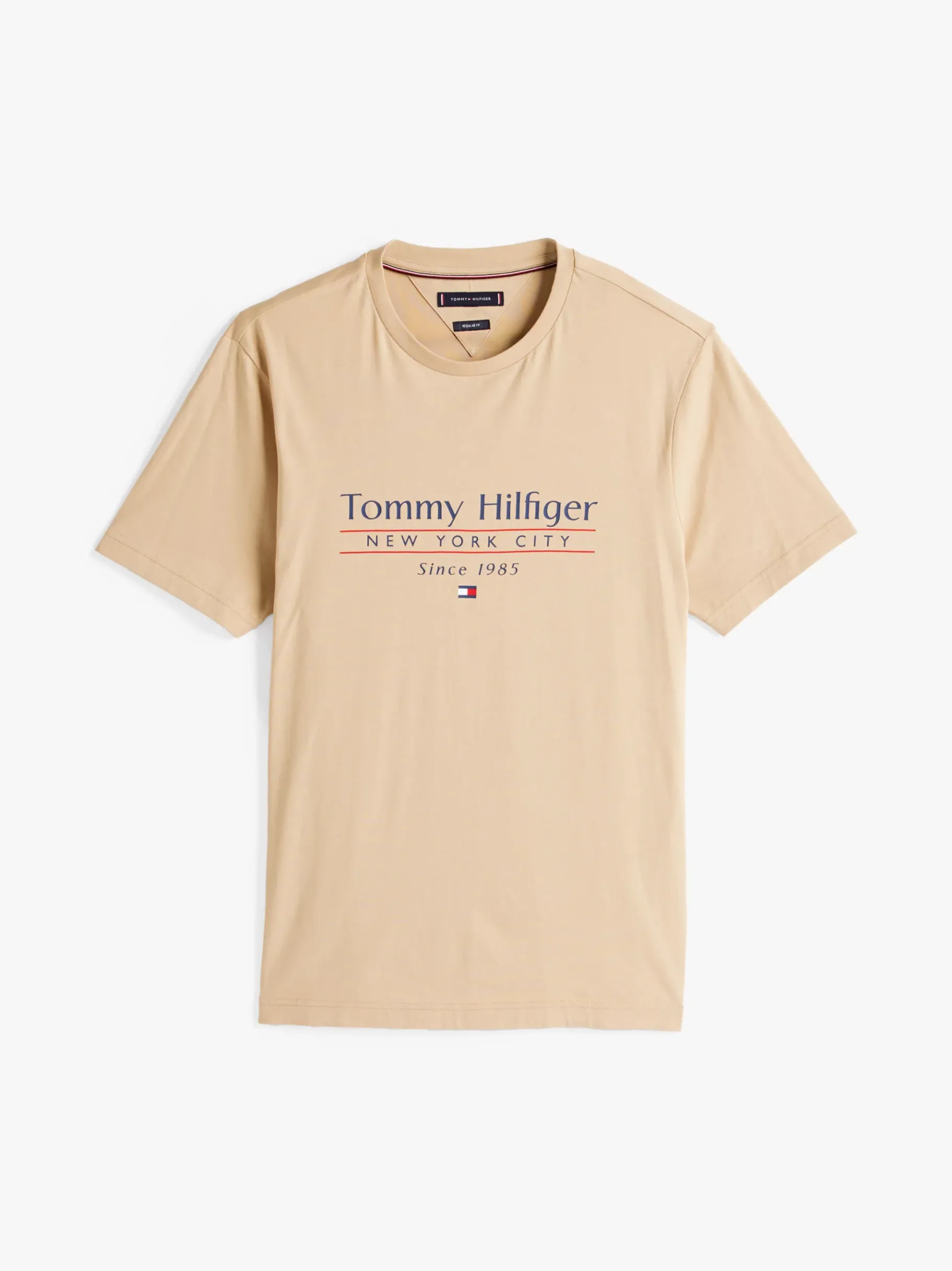 Tommy Hilfiger T-Shirt mit Rundhalsausschnitt und Logo SANDALWOOD Flash Sale