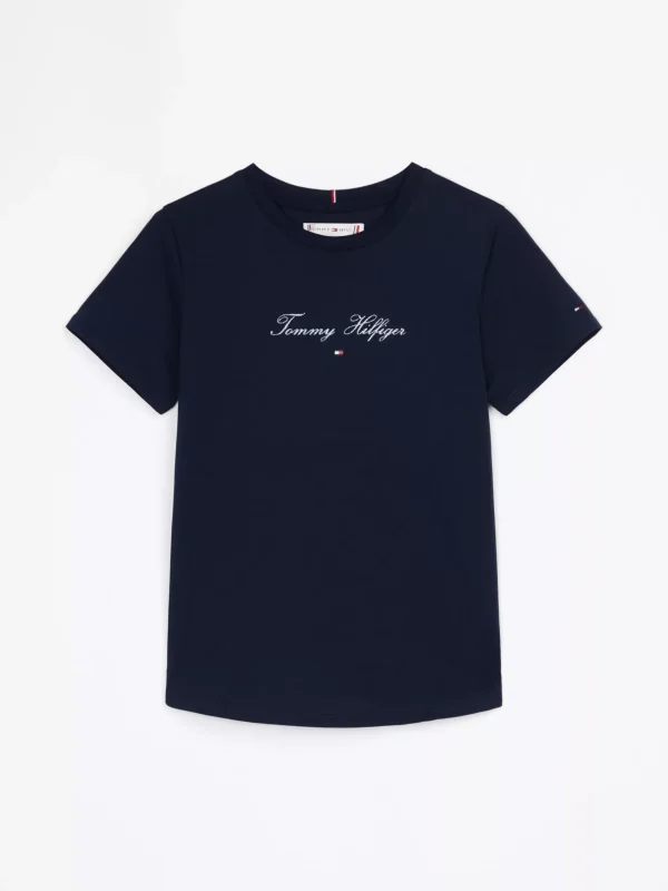 Tommy Hilfiger T-Shirt mit Rundhalsausschnitt und Logo DARK NIGHT NAVY Discount