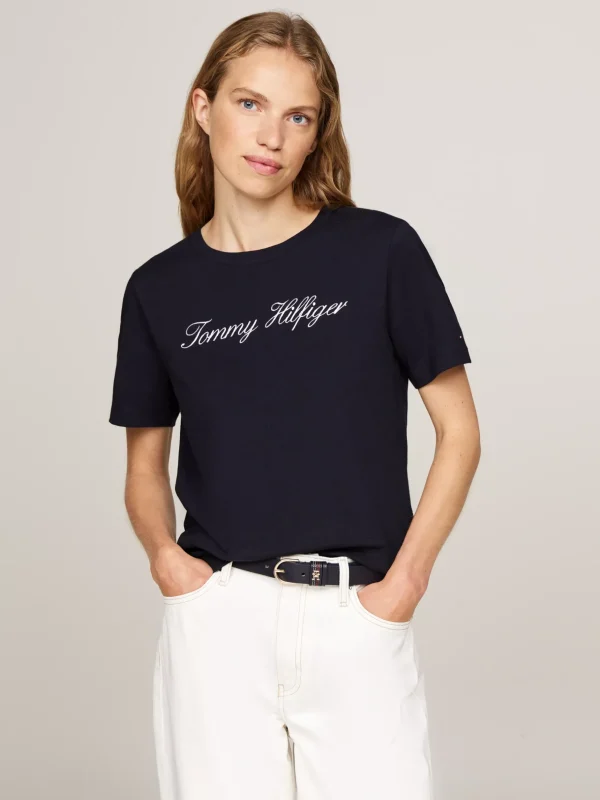 Tommy Hilfiger T-Shirt mit Script-Logo NOS DESERT SKY Best Sale