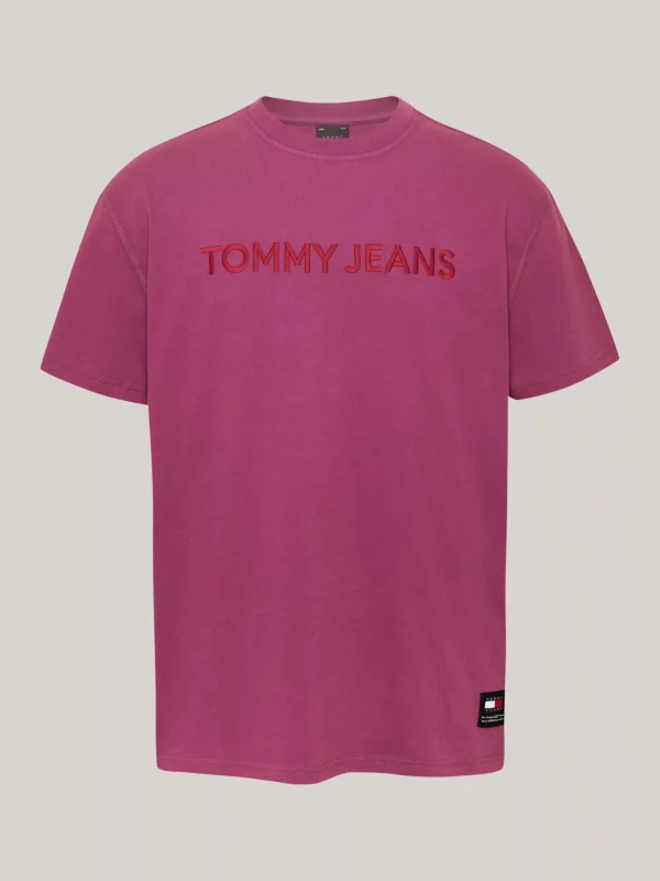 Tommy Hilfiger T-Shirt mit Stückfärbung und Logo-Stickerei DEEP ROUGE Cheap