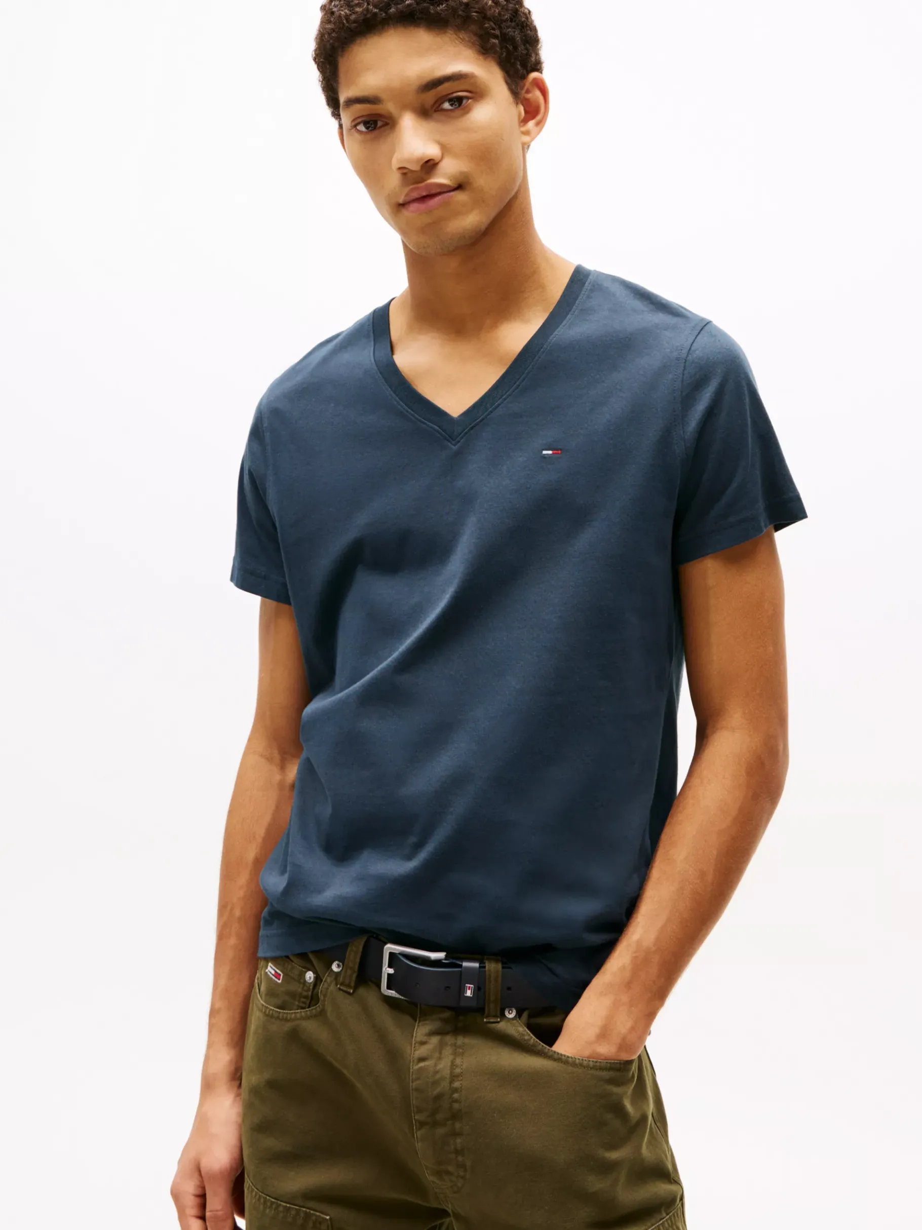 Tommy Hilfiger T-Shirt mit V-Ausschnitt BLACK IRIS New