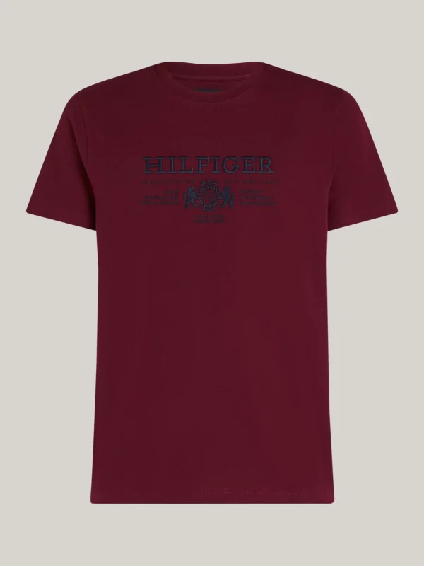 Tommy Hilfiger T-Shirt mit Wappen und aufgesticktem Logo DEEP ROUGE Cheap