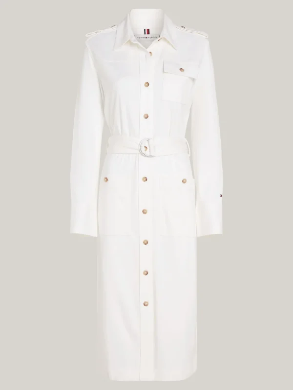 Tommy Hilfiger Utility-Hemdkleid in Midi-Länge ANCIENT WHITE New