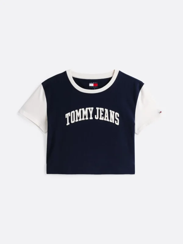 Tommy Hilfiger Varsity Cropped Fit T-Shirt mit Logo DARK NIGHT NAVY Sale