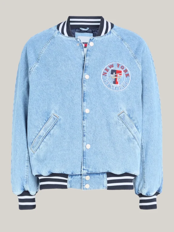 Tommy Hilfiger Varsity Explorer College-Bomberjacke aus Denim DENIM LIGHT Outlet