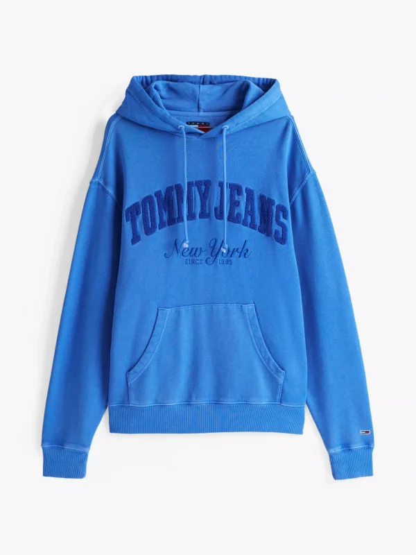 Tommy Hilfiger Varsity Relaxed Fit Hoodie mit Waschung TEMPO BLUE Fashion