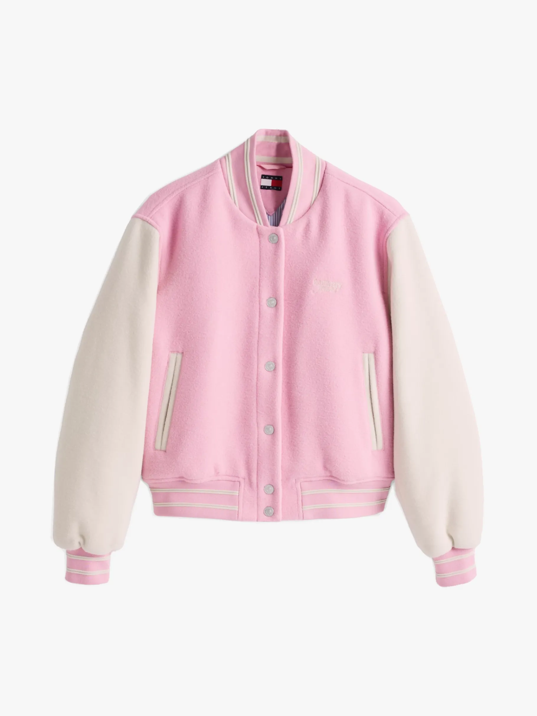 Tommy Hilfiger Varsity wattierte Bomberjacke mit Wolle PINK SUGAR Sale