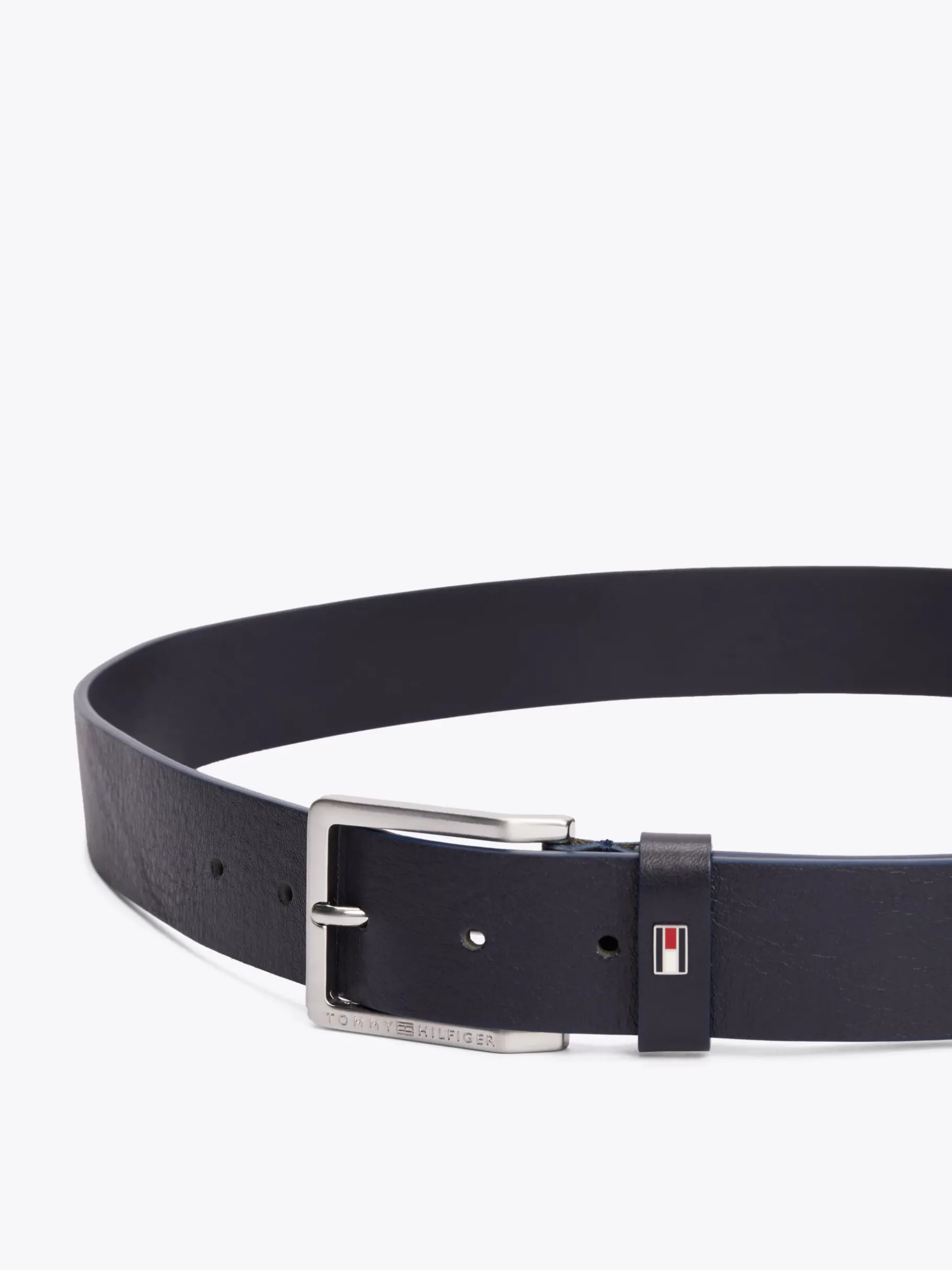 Tommy Hilfiger Verstellbarer Ledergürtel mit eckiger Schnalle SPACE BLUE Flash Sale