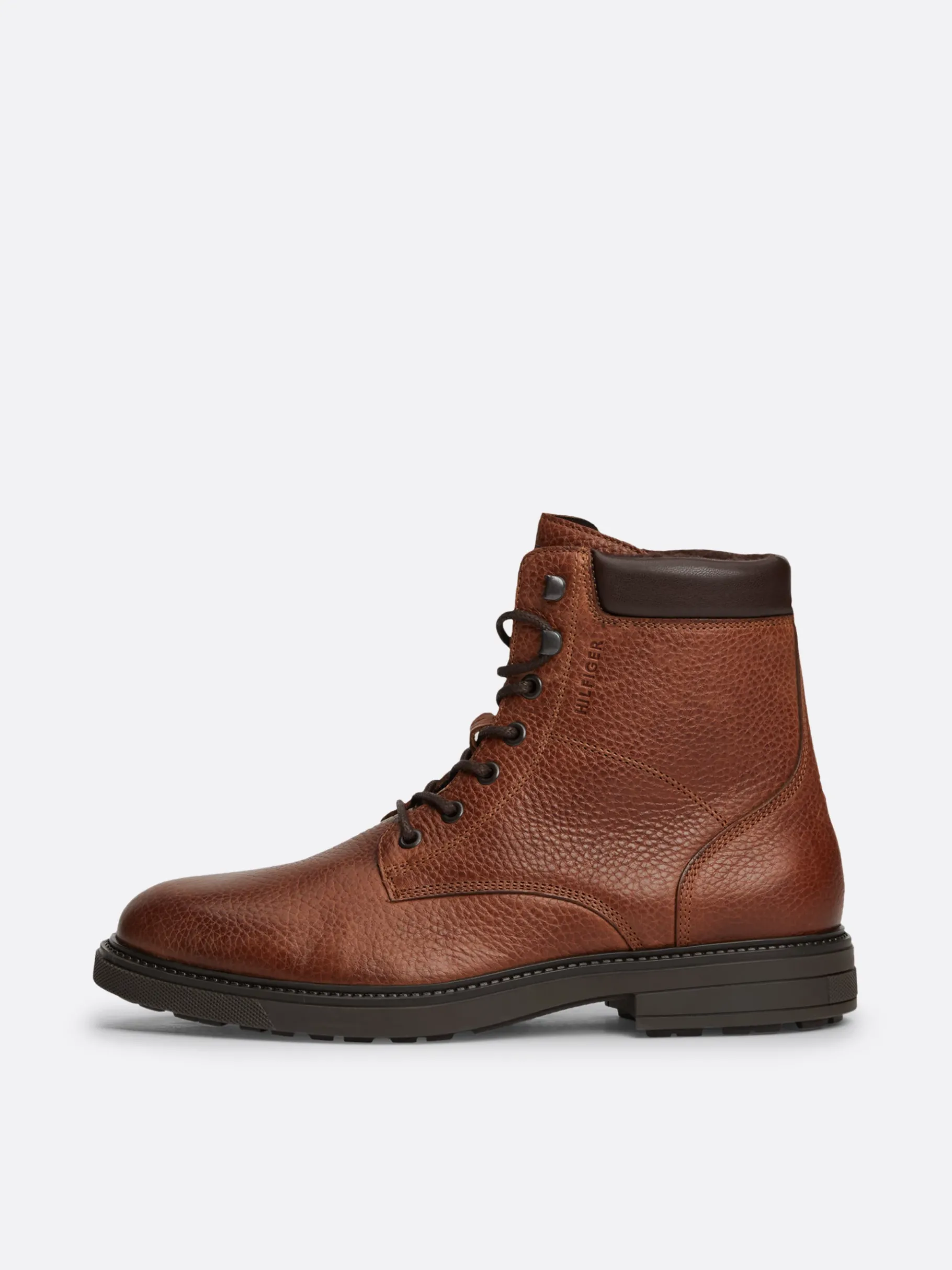 Tommy Hilfiger Warm gefütterter Stiefel aus Narbenleder WINTER COGNAC Online