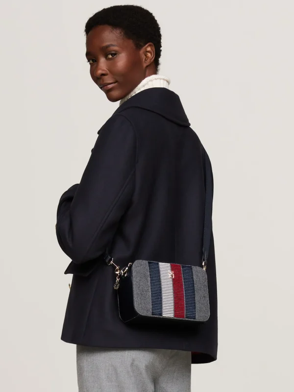 Tommy Hilfiger Wollmix-Kameratasche mit TH-Monogramm MID GREY HEATHER Cheap