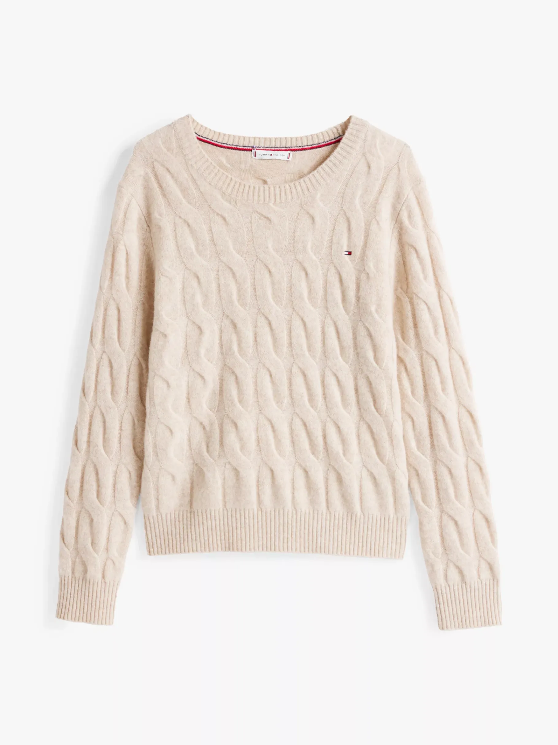 Tommy Hilfiger Wollpullover mit Zopfmuster CLASSIC BEIGE HEATHER New