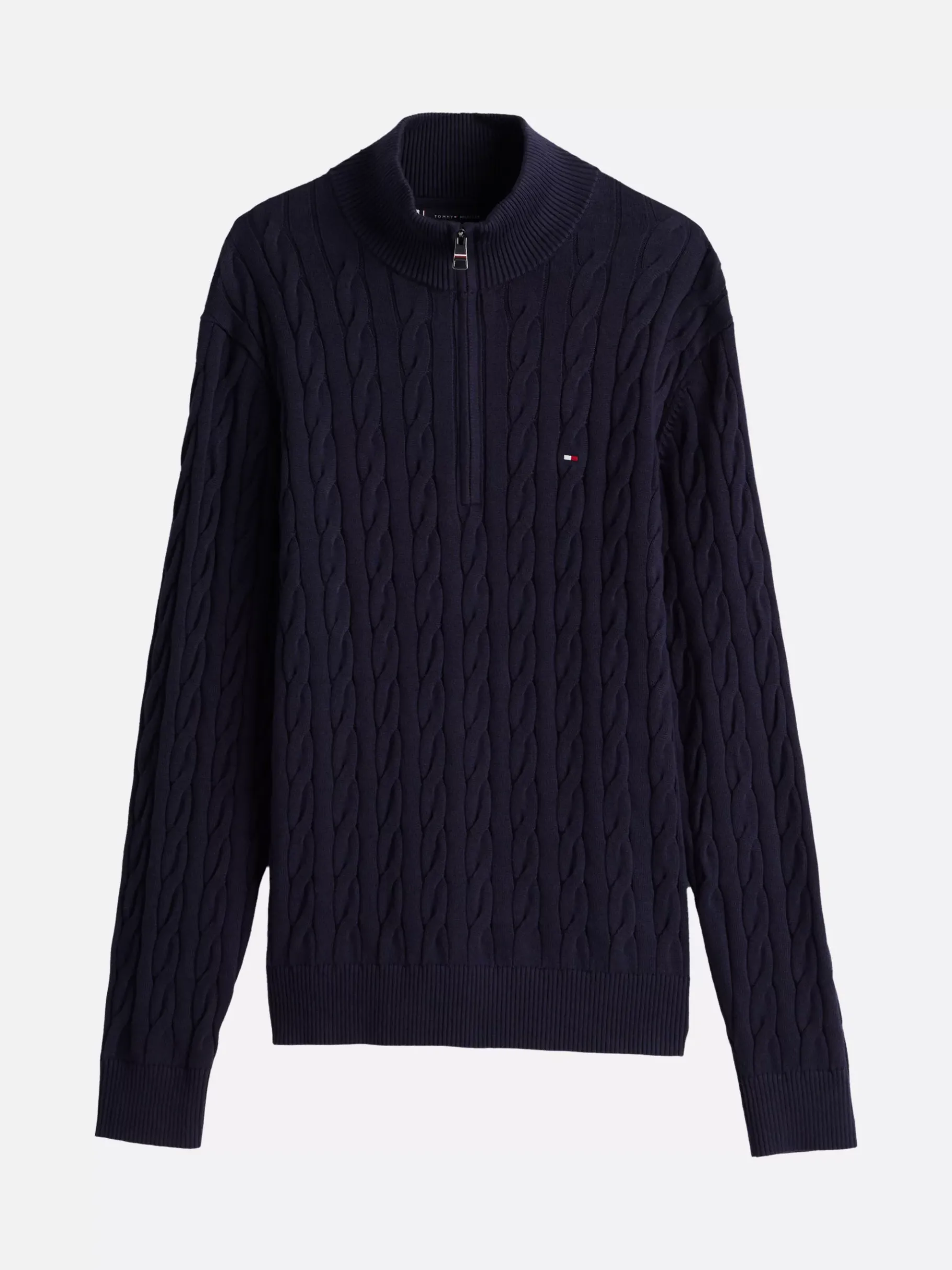 Tommy Hilfiger Zopfstricklpullover mit Reißverschluss DESERT SKY Discount