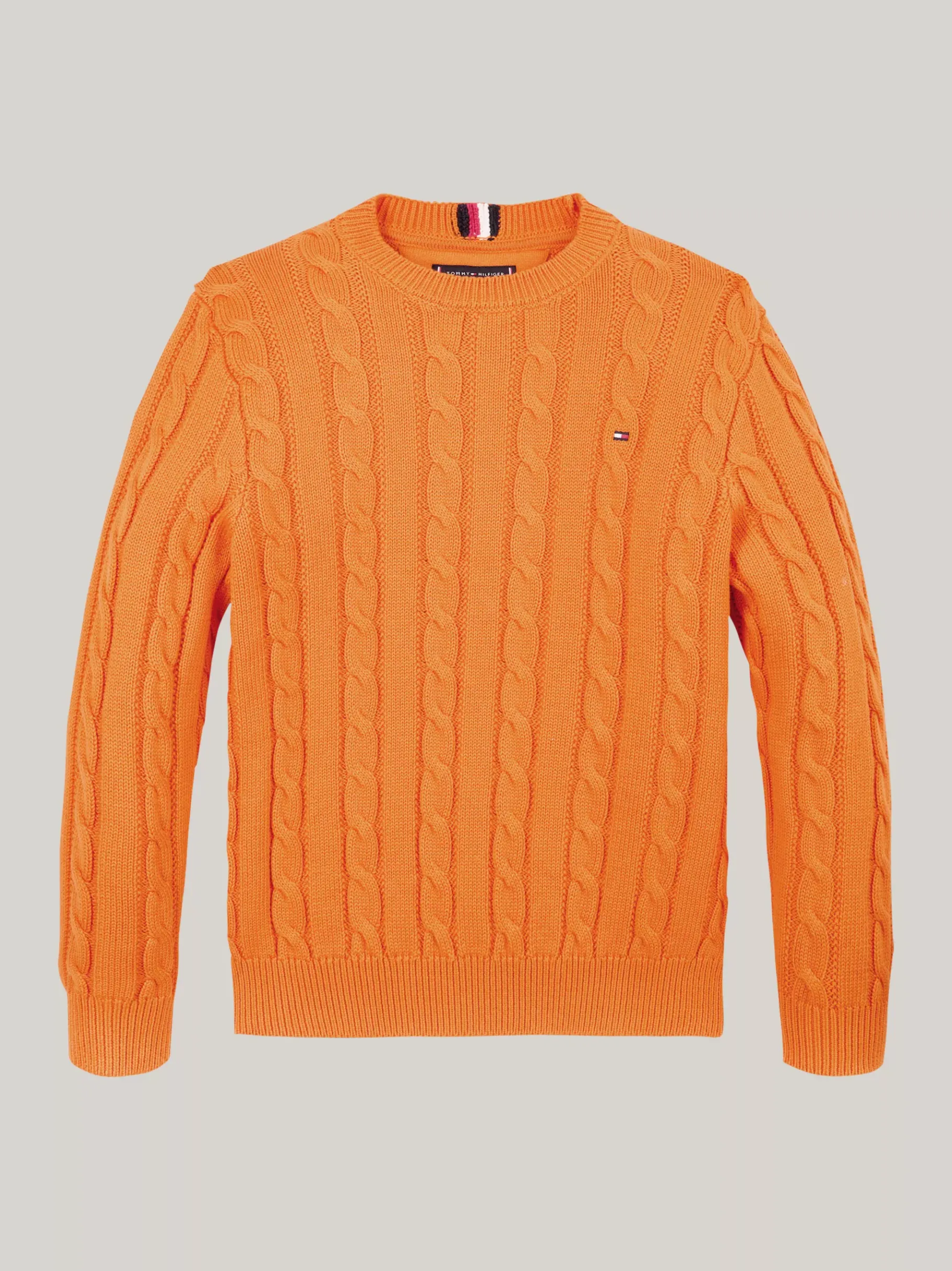Tommy Hilfiger Zopfstrick-Pullover und Rundhalsausschnitt ORANGE THUNDER Hot