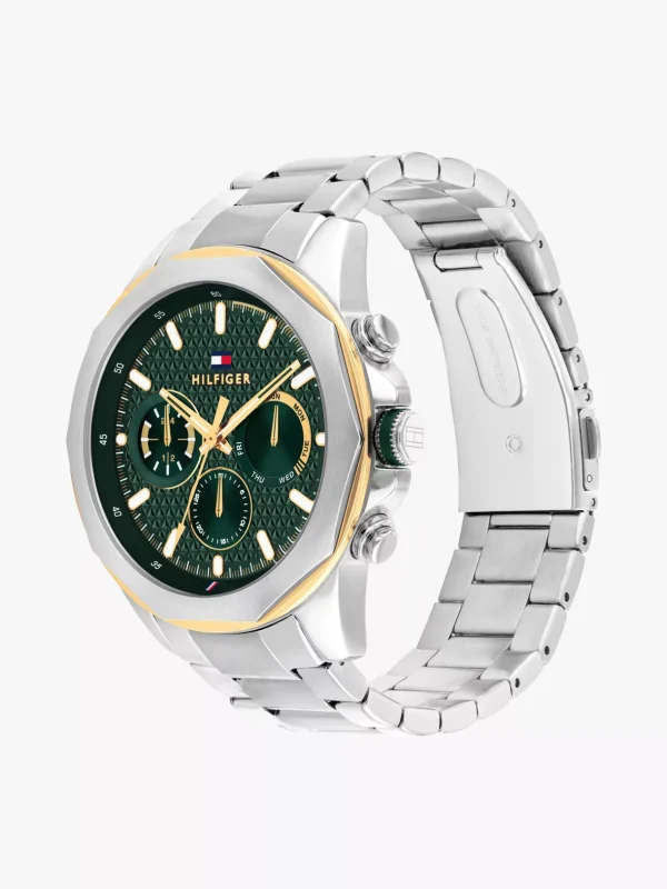 Tommy Hilfiger Zweifarbige Uhr mit geometrischen Details SILVER Cheap