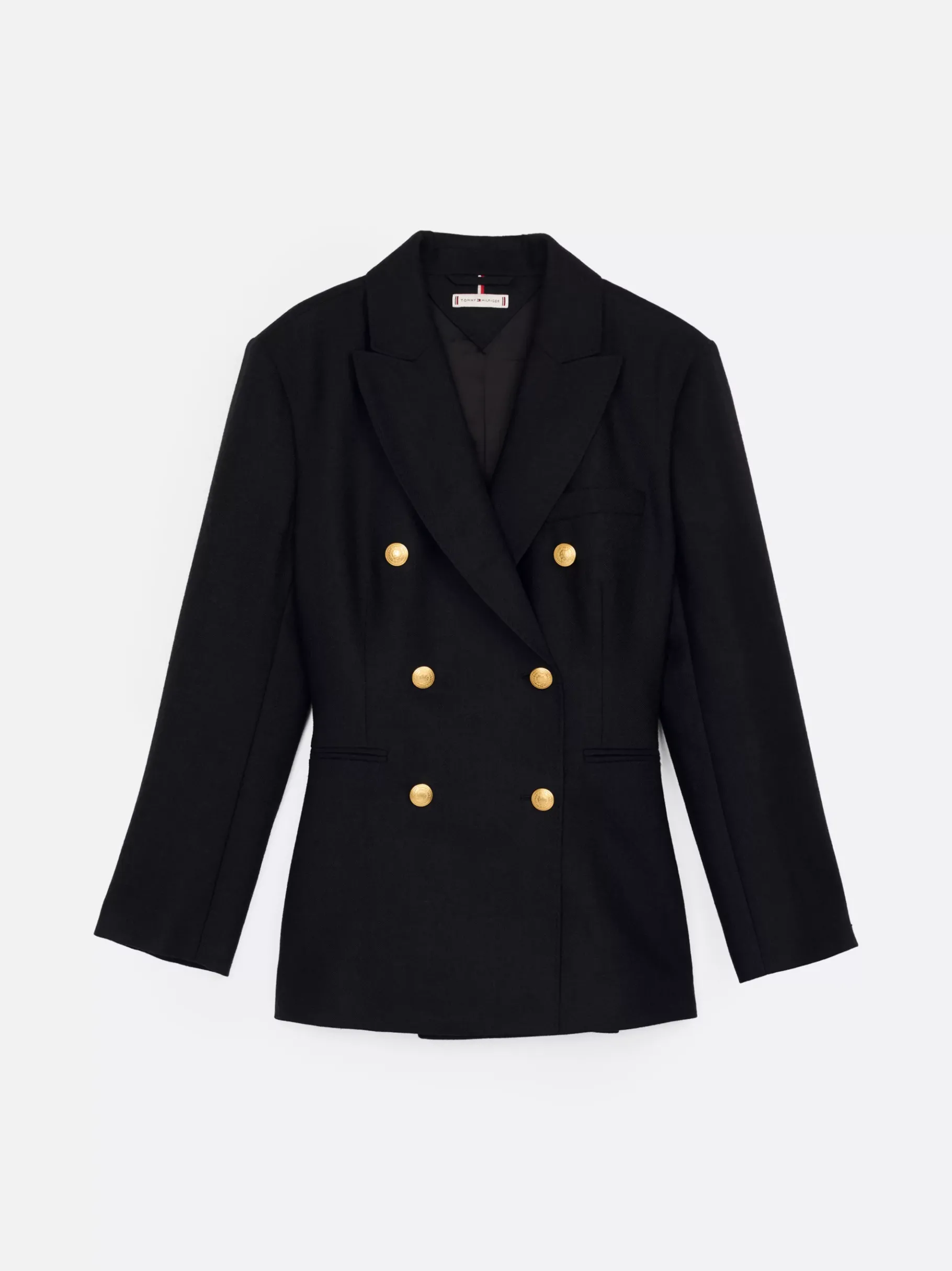 Tommy Hilfiger Zweireihiger Blazer aus reiner Wolle BLACK Online
