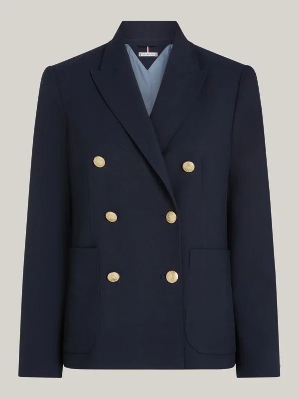 Tommy Hilfiger Zweireihiger Slim Fit Blazer aus Twill DESERT SKY Shop