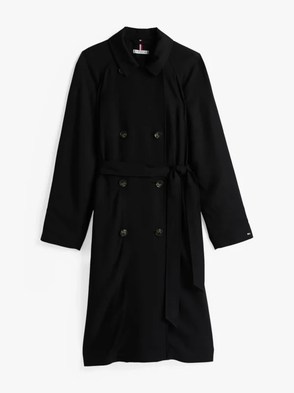 Tommy Hilfiger Zweireihiger Trenchcoat mit Gürtel BLACK Cheap
